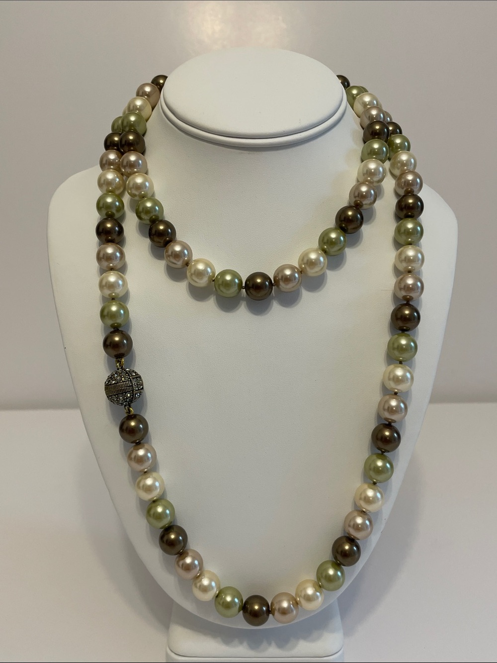 Heidi Daus 42” Elegant Simulated Pearls With Magnetic Pave Clasp